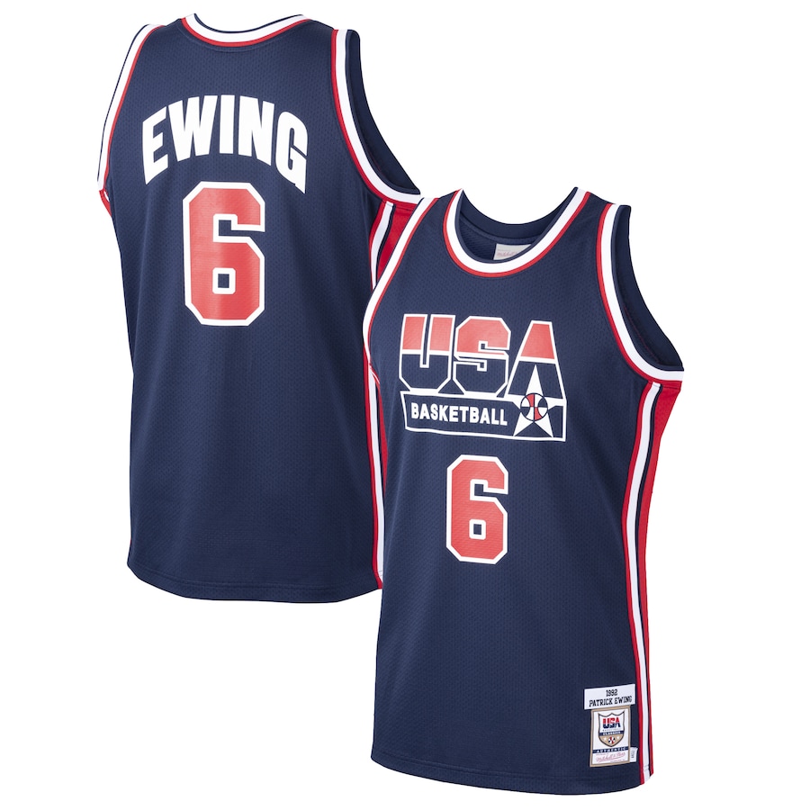 Men's USA Basketball Patrick Ewing Mitchell & Ness Navy Home 1992 Dream Team Authentic Jersey