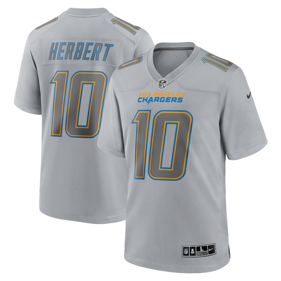 Mens Los Angeles Chargers Justin Herbert Gray Atmosphere Fashion Game Jersey