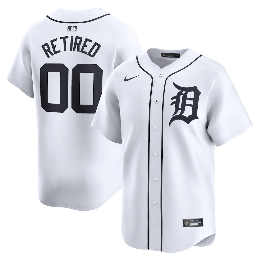 Men's Detroit Tigers White Home Limited Pick-A-Player Retired Roster Jersey