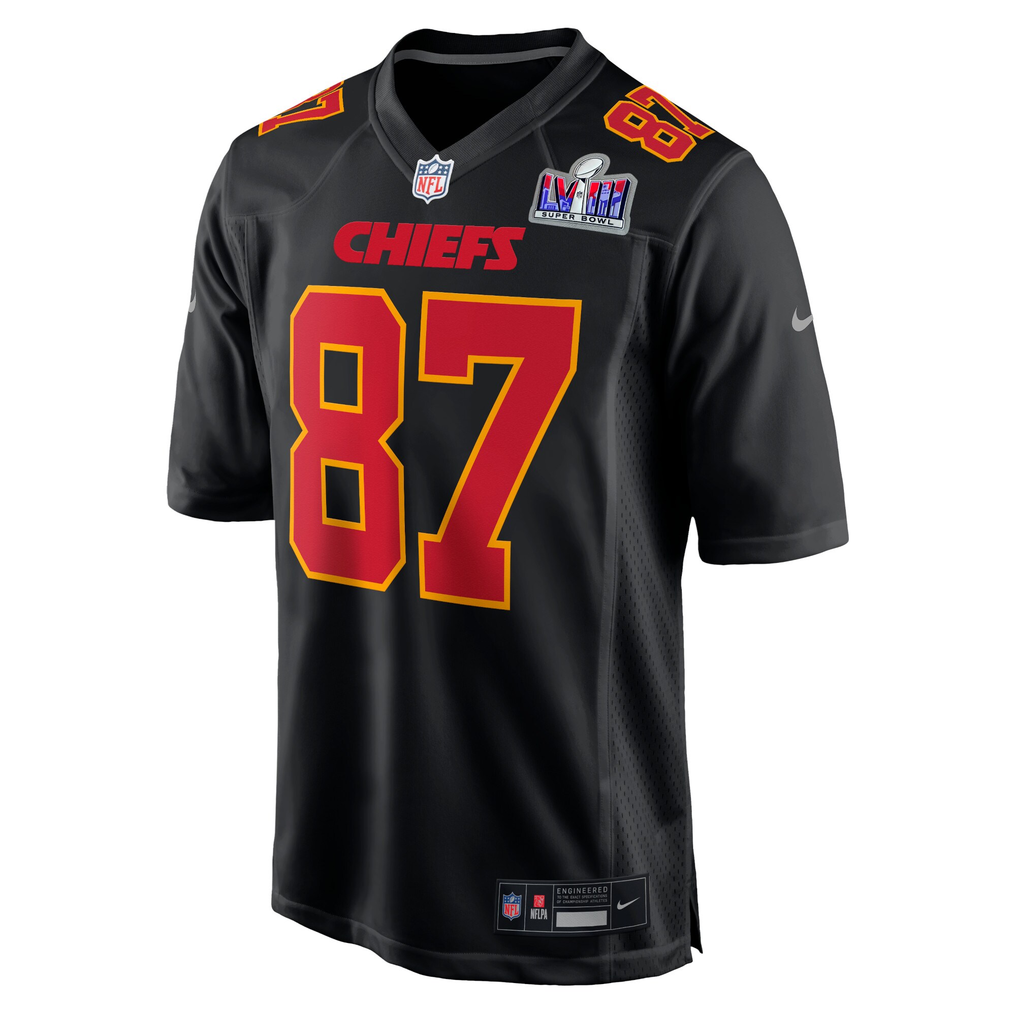 Travis Kelce Kansas City Chiefs Super Bowl LVIII Carbon Fashion Game Player Jersey - Black