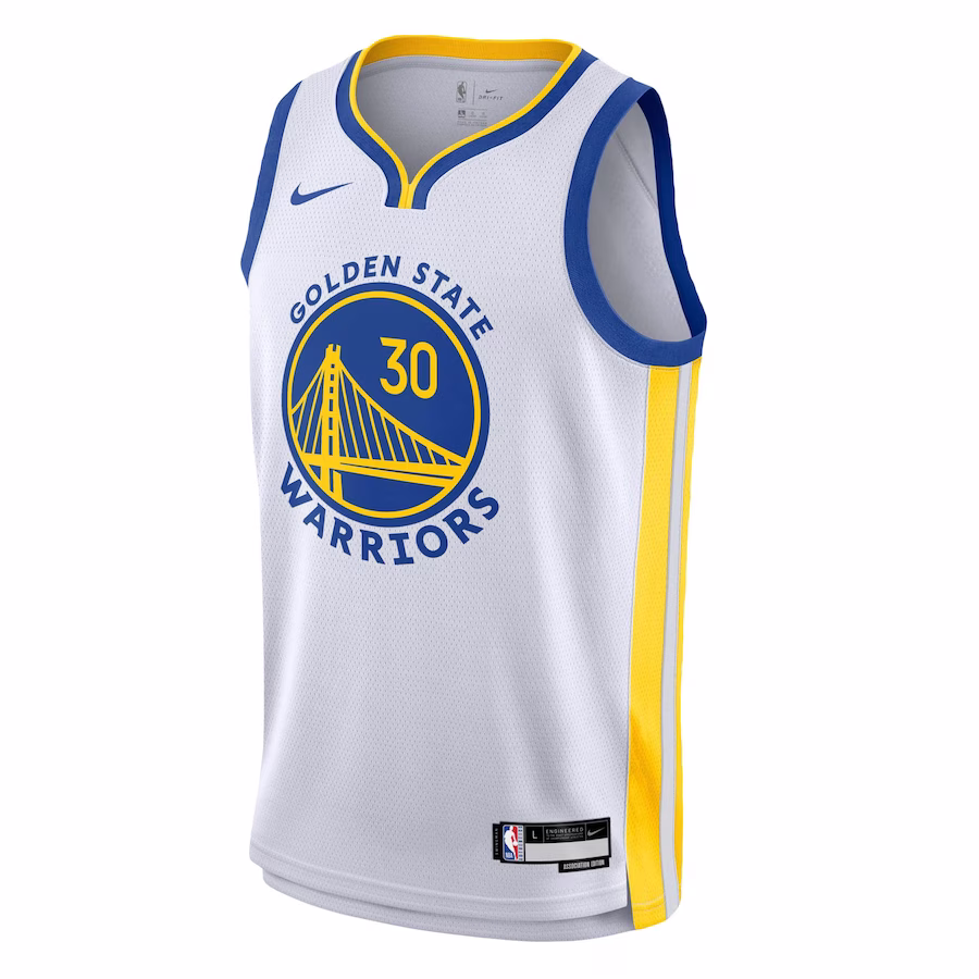 Youth Golden State Warriors Stephen Curry Nike White Swingman Jersey - Association Edition