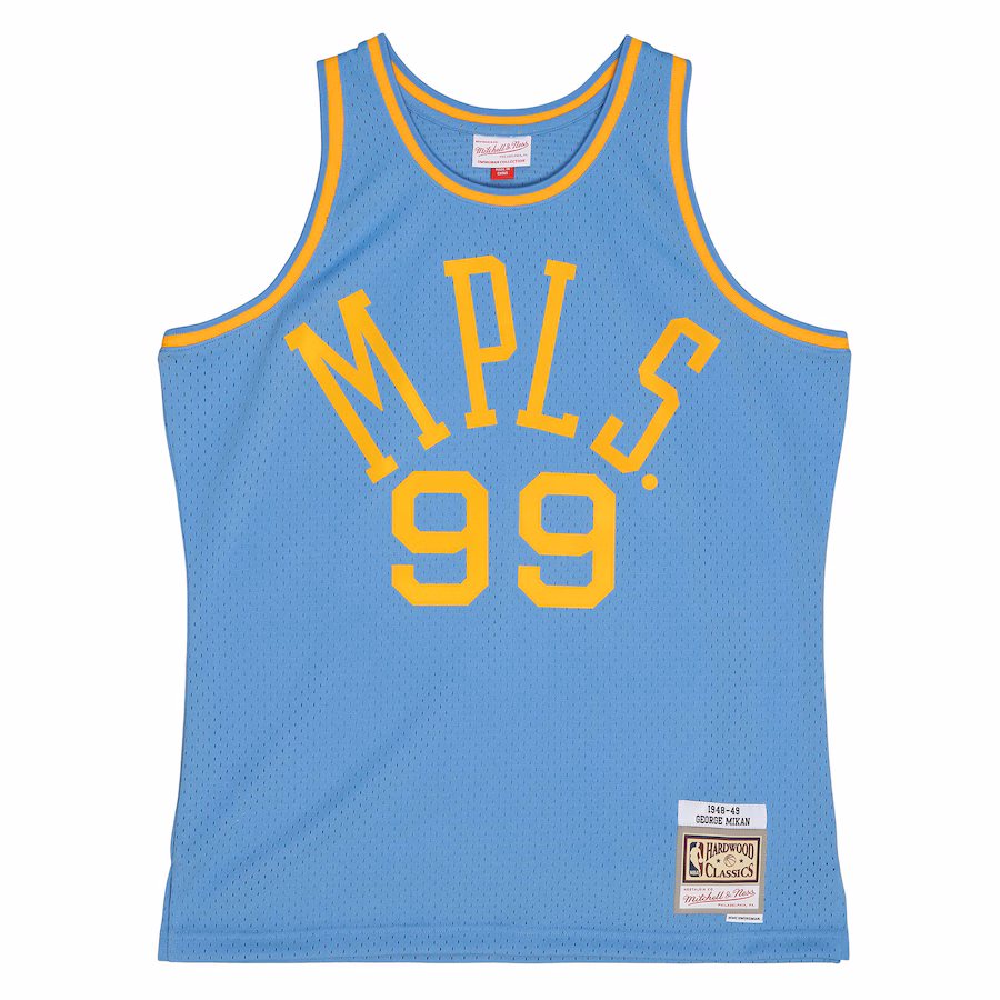 Men's Minneapolis Lakers George Mikan Mitchell & Ness Light Blue 1948/49 Swingman Jersey