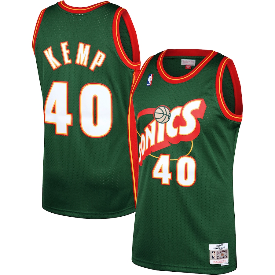 Men's Seattle SuperSonics Shawn Kemp Mitchell & Ness Green Hardwood Classics Swingman Jersey