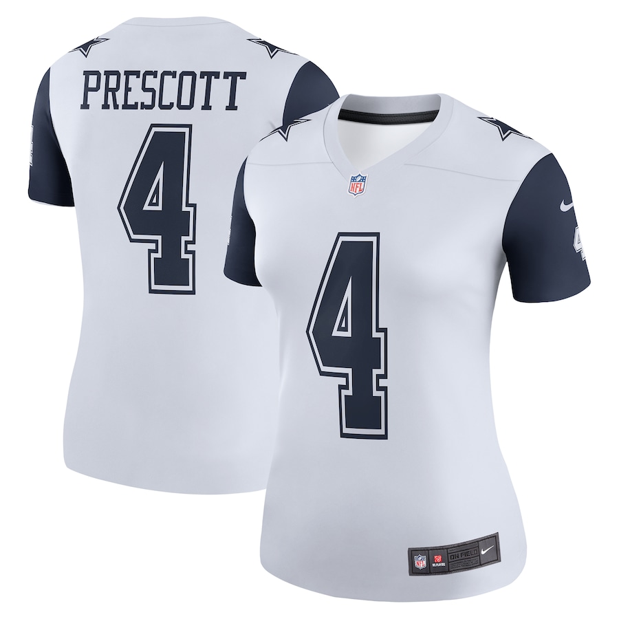 Womens Dallas Cowboys Dak Prescott White Color Rush Legend Player Jersey