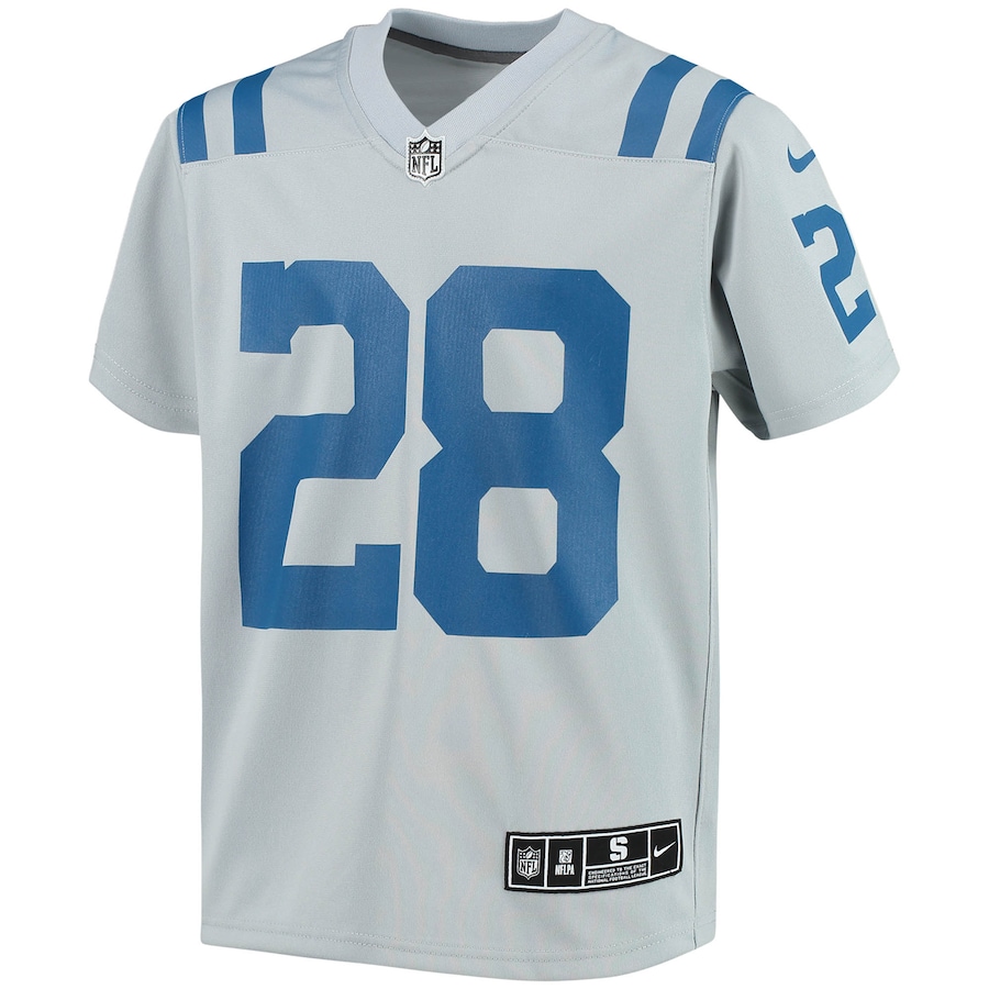 Youth Indianapolis Colts Jonathan Taylor Gray Inverted Team Game Jersey