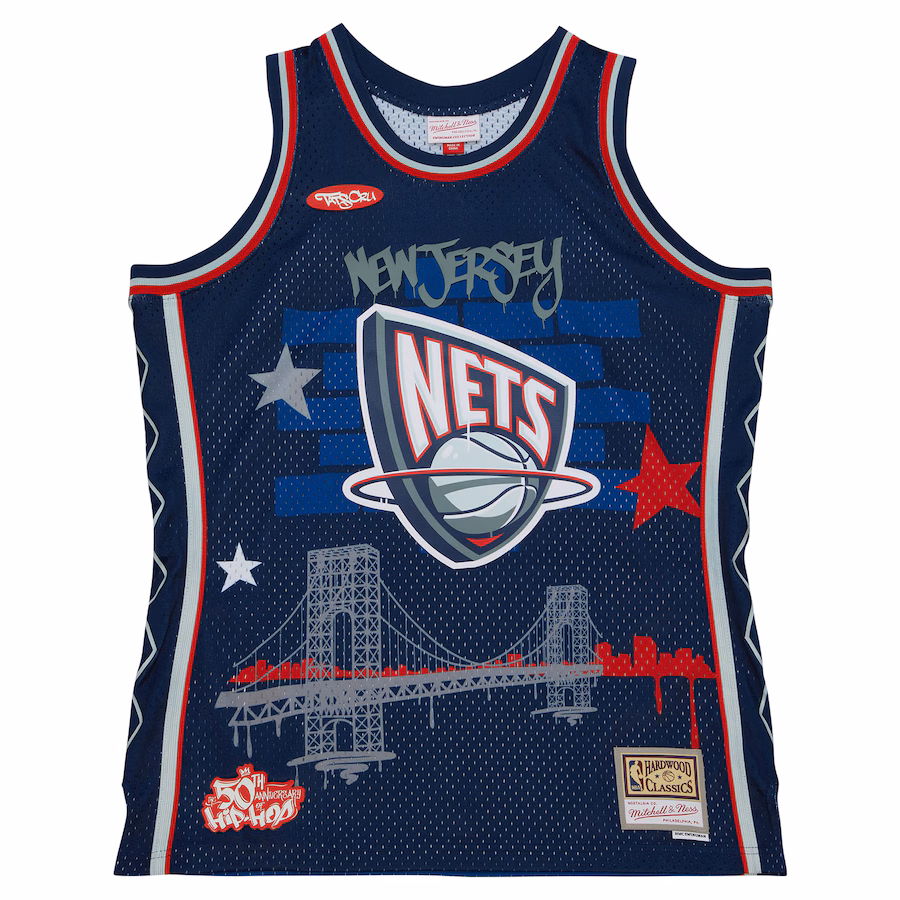 Men's New Jersey Nets Mitchell & Ness x Tats Cru Navy Hardwood Classics Fashion Jersey