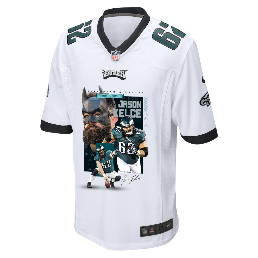 Jason Kelce 62 Philadelphia Eagles The Fat Bat Game Men Jersey - White