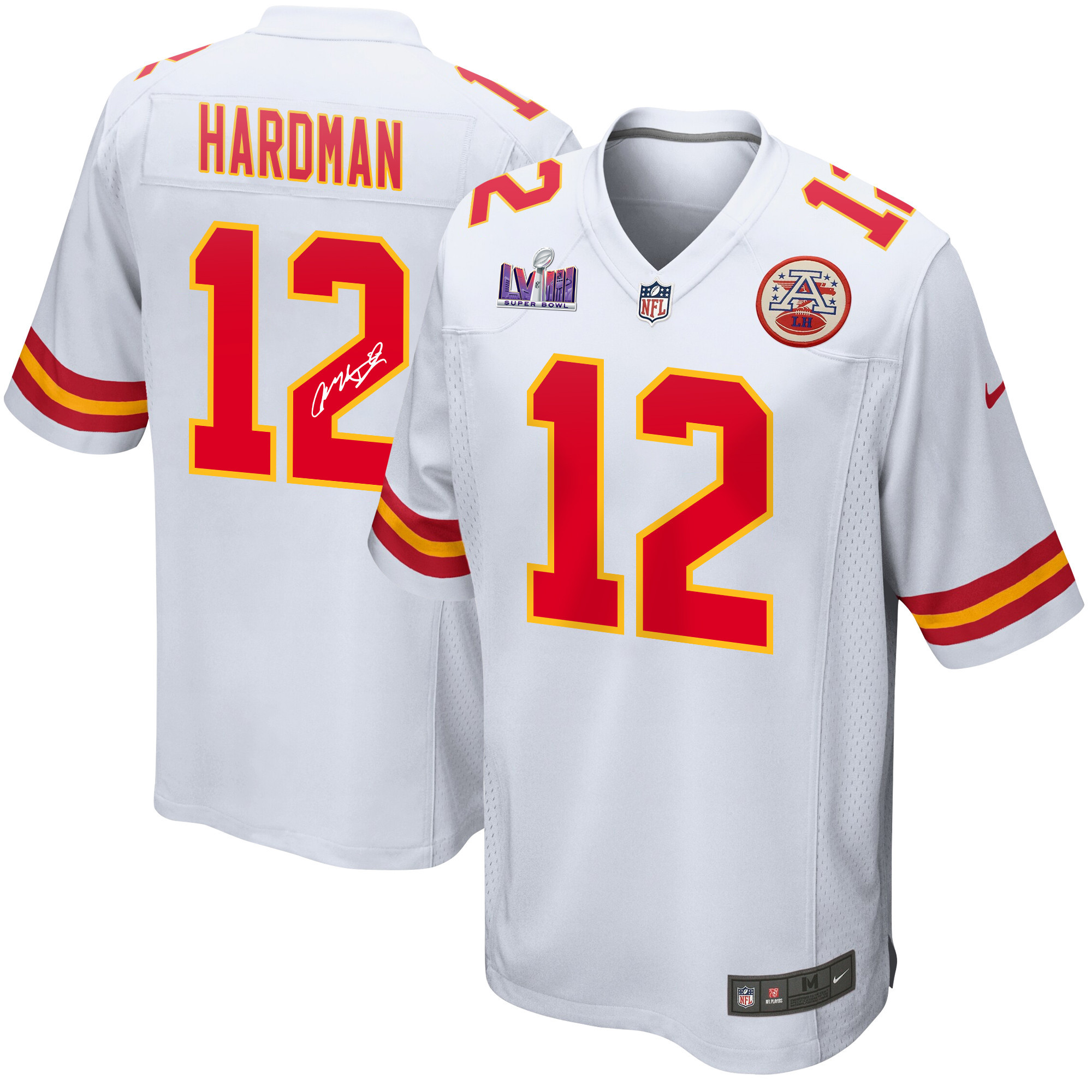 Mecole Hardman 12 Signed Kansas City Chiefs Super Bowl LVIII Game Men Jersey - White