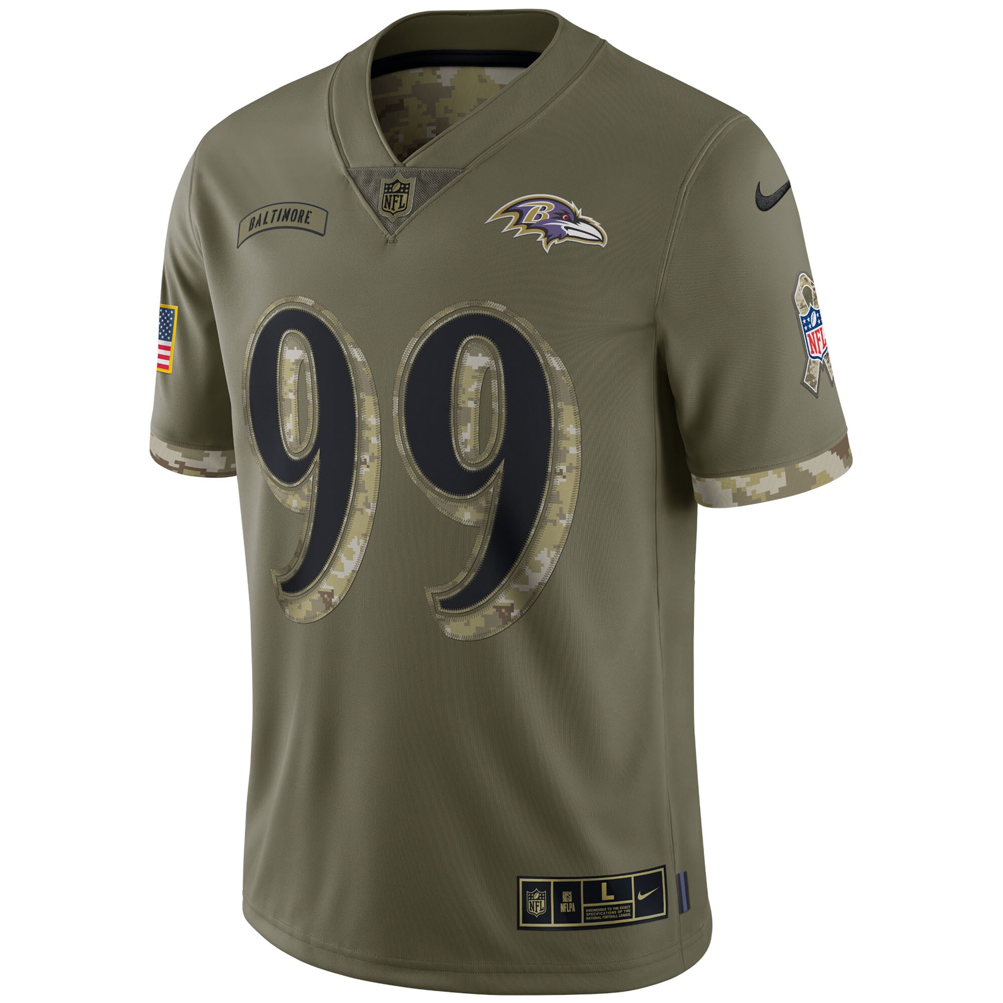 Odafe Oweh Baltimore Ravens 2022 Salute To Service Limited Jersey - Olive