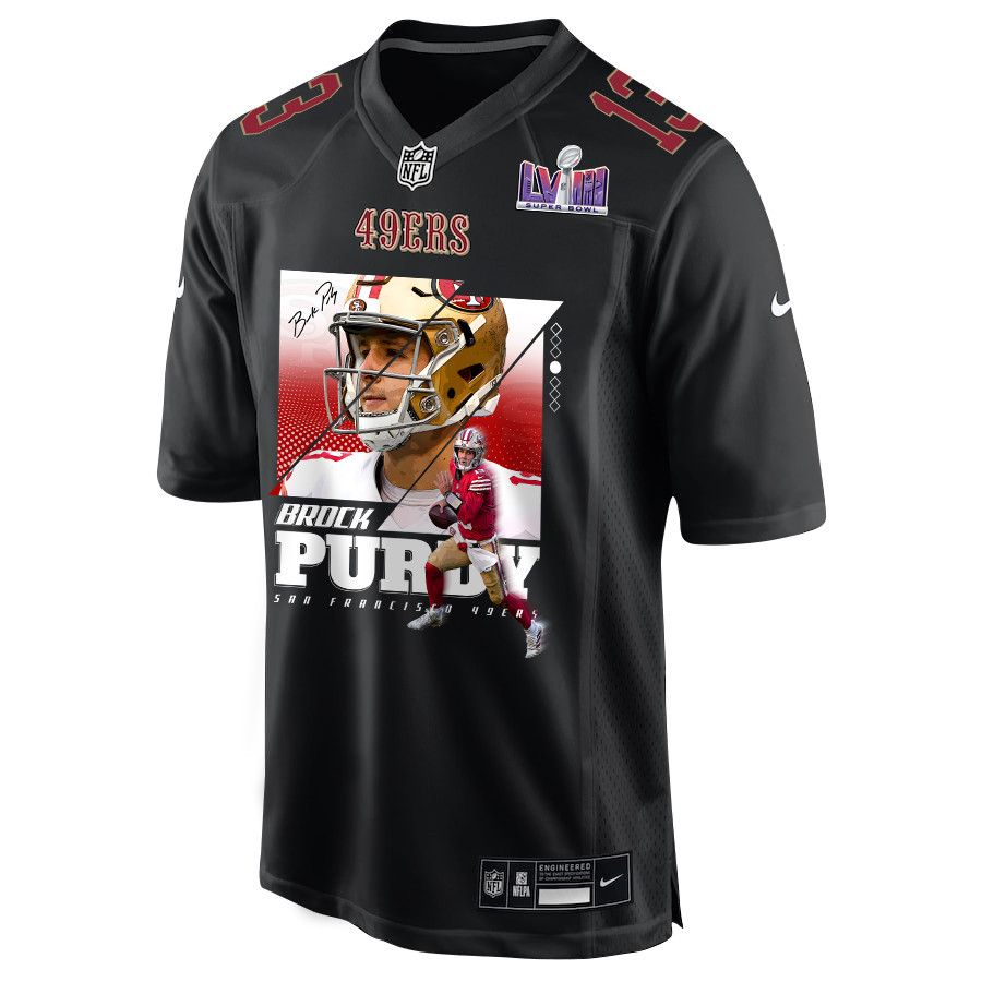 Brock Purdy 13 San Francisco 49ers Signed Glass Fashion Game Men Jersey - Carbon Black