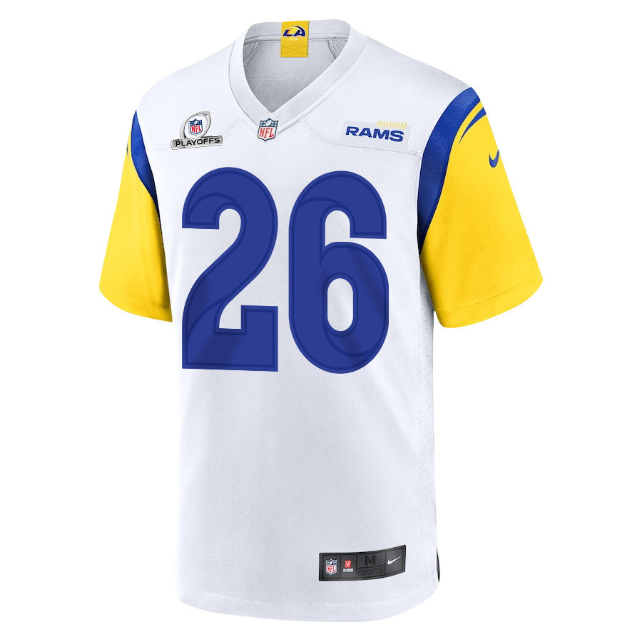 Duke Shelley 26 Los Angeles Rams 2023 Playoffs Patch Game Men Jersey - White