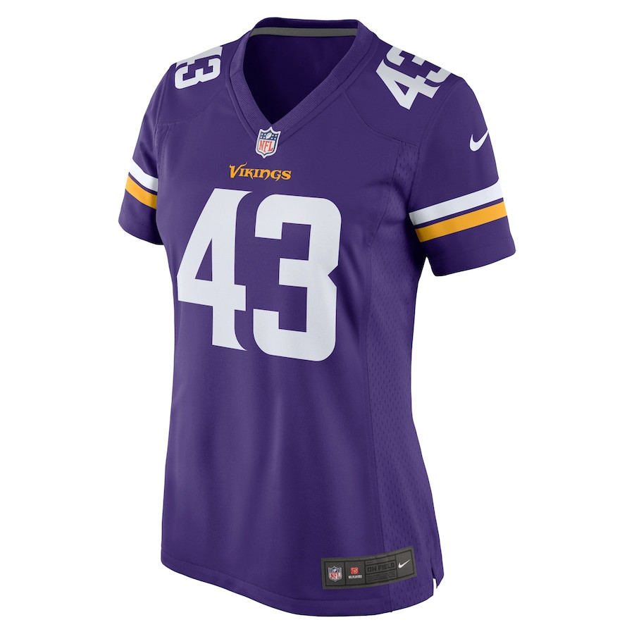 Andrew Van Ginkel 43 Minnesota Vikings Team Game Women Jersey - Purple