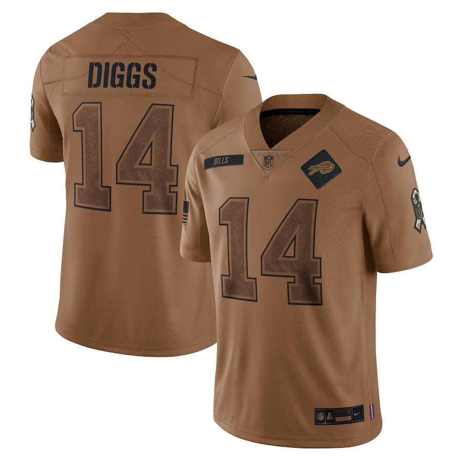 Mens Buffalo Bills Stefon Diggs Brown 2023 Salute To Service Limited Jersey