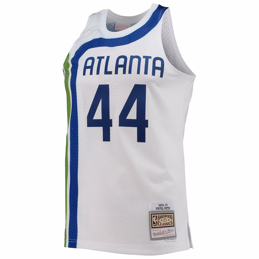 Men's Atlanta Hawks Pete Maravich Mitchell & Ness White Hardwood Classics Swingman Jersey