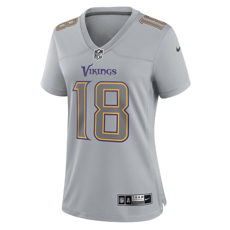 Womens Minnesota Vikings Justin Jefferson Gray Atmosphere Fashion Game Jersey