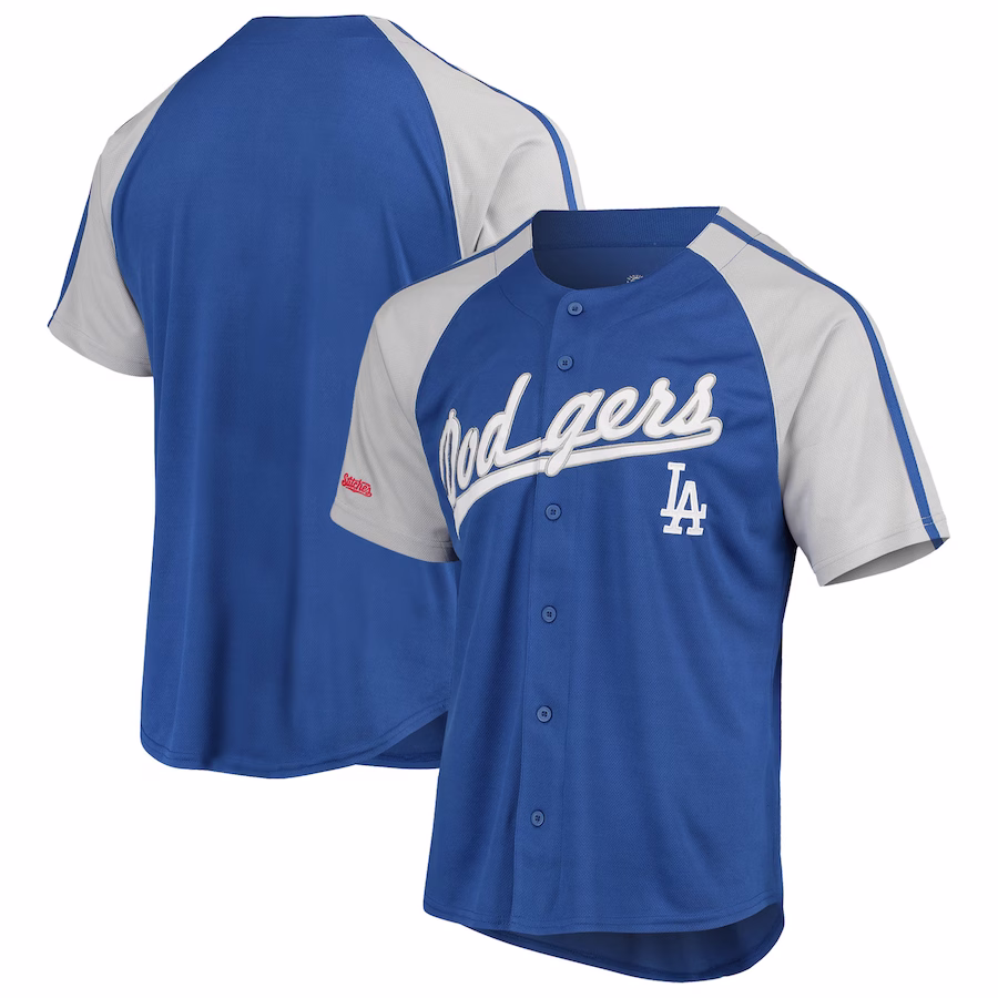 Youth Los Angeles Dodgers Stitches Royal Button-Down Raglan Replica Jersey