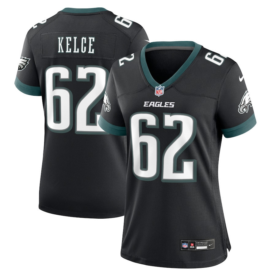 Jason Kelce 62 Philadelphia Eagles Alternate Game Women Jersey - Black