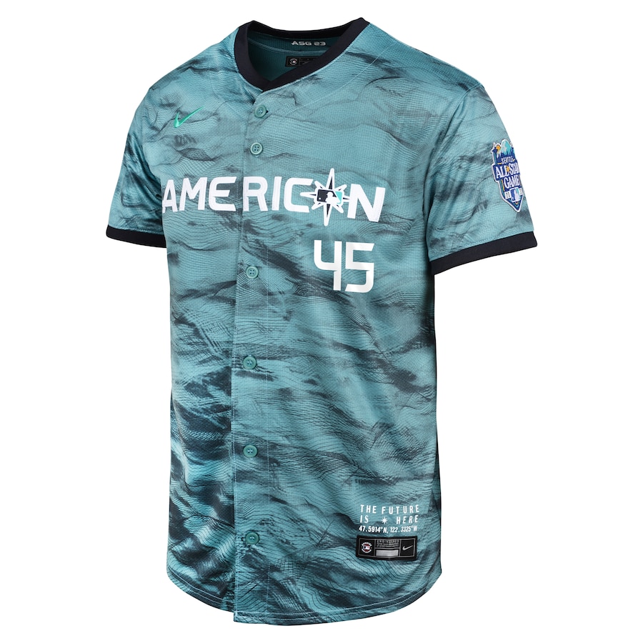 Youth American League Gerrit Cole Teal 2023 MLB All-Star Game Limited Player Jersey