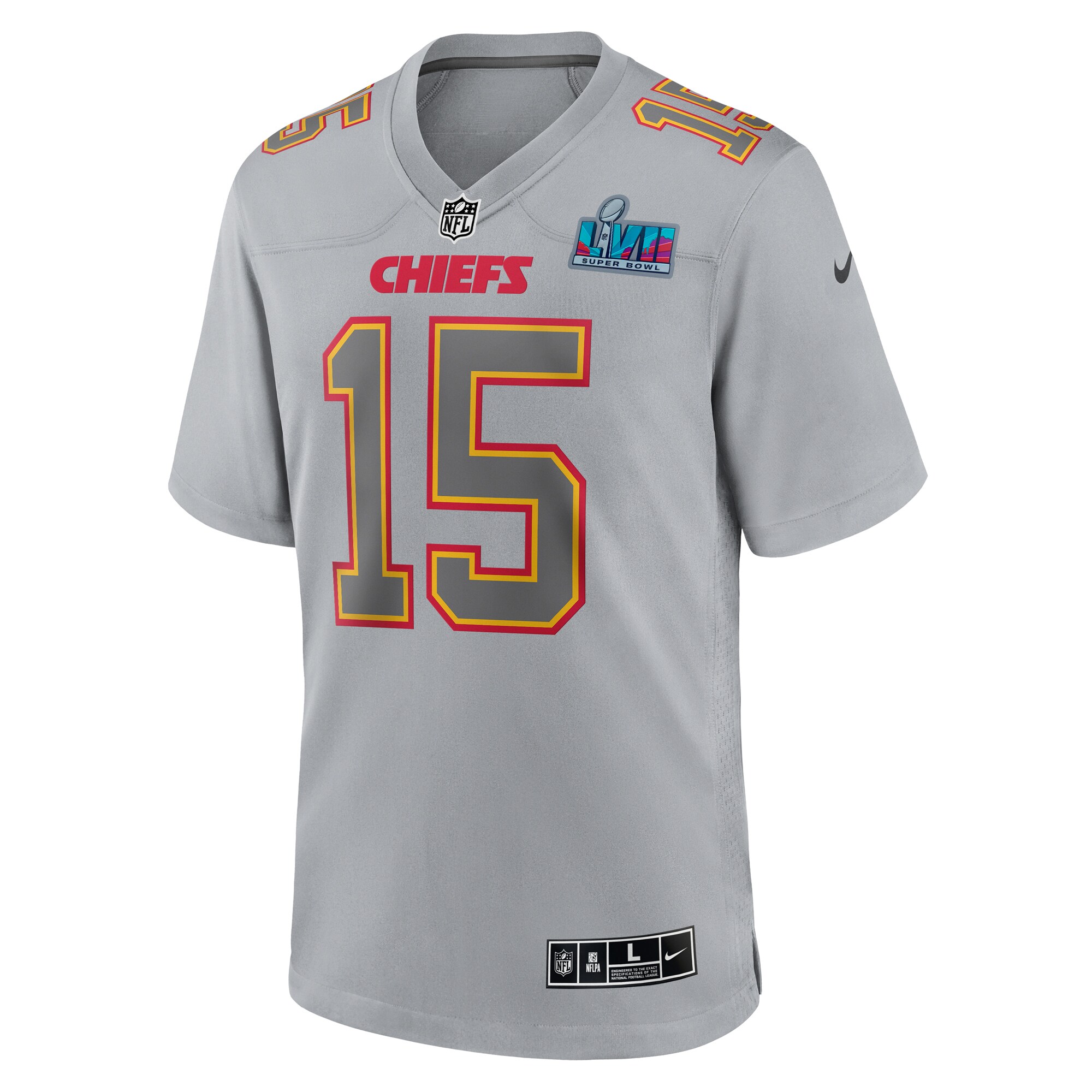 Patrick Mahomes Kansas City Chiefs Super Bowl LVII (2022 Season) Patch Atmosphere Fashion Game Jersey - Gray