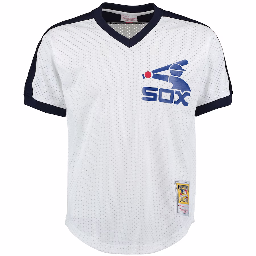 Youth Chicago White Sox Carlton Fisk Mitchell & Ness White Cooperstown Mesh Batting Practice Jersey