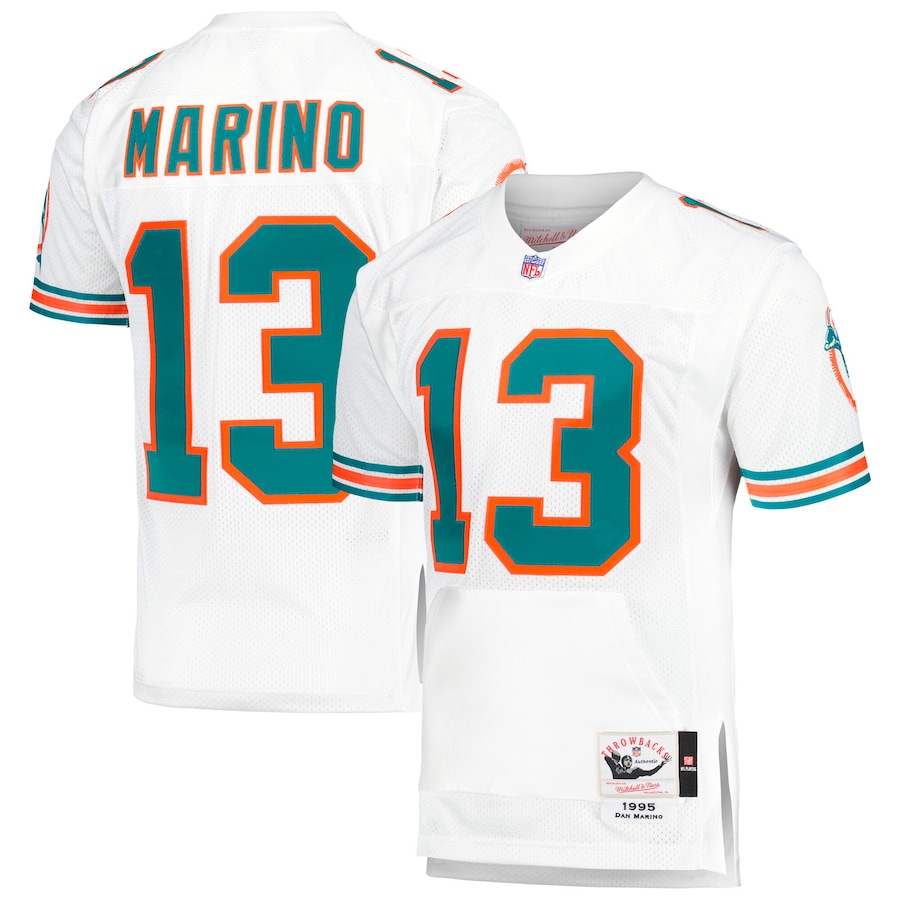 Mens Miami Dolphins 1995 Dan Marino White Authentic Throwback Retired Player Jersey