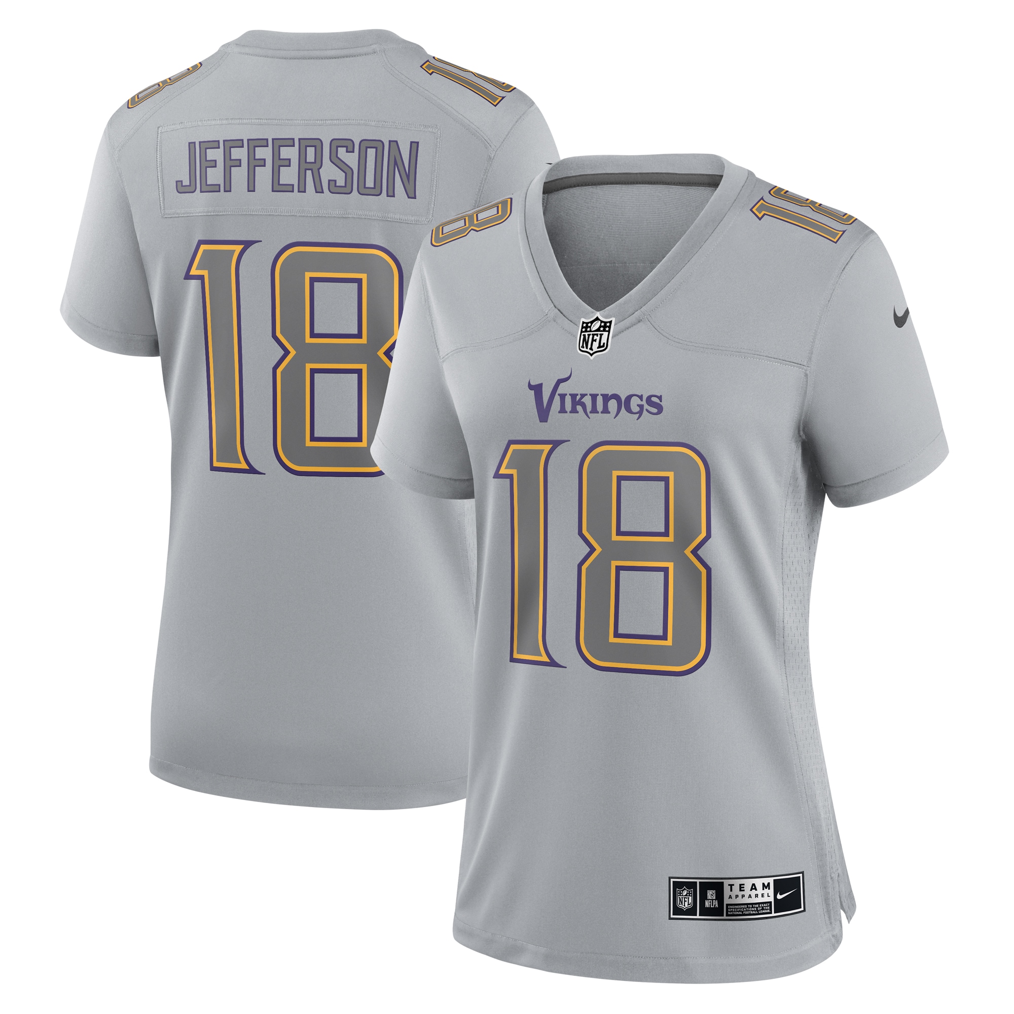 Justin Jefferson Minnesota Vikings Women's Atmosphere Fashion Game Jersey - Gray