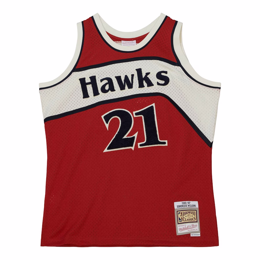 Men's Atlanta Hawks Dominique Wilkins Mitchell & Ness Red Hardwood Classics Off-Court Swingman Jersey