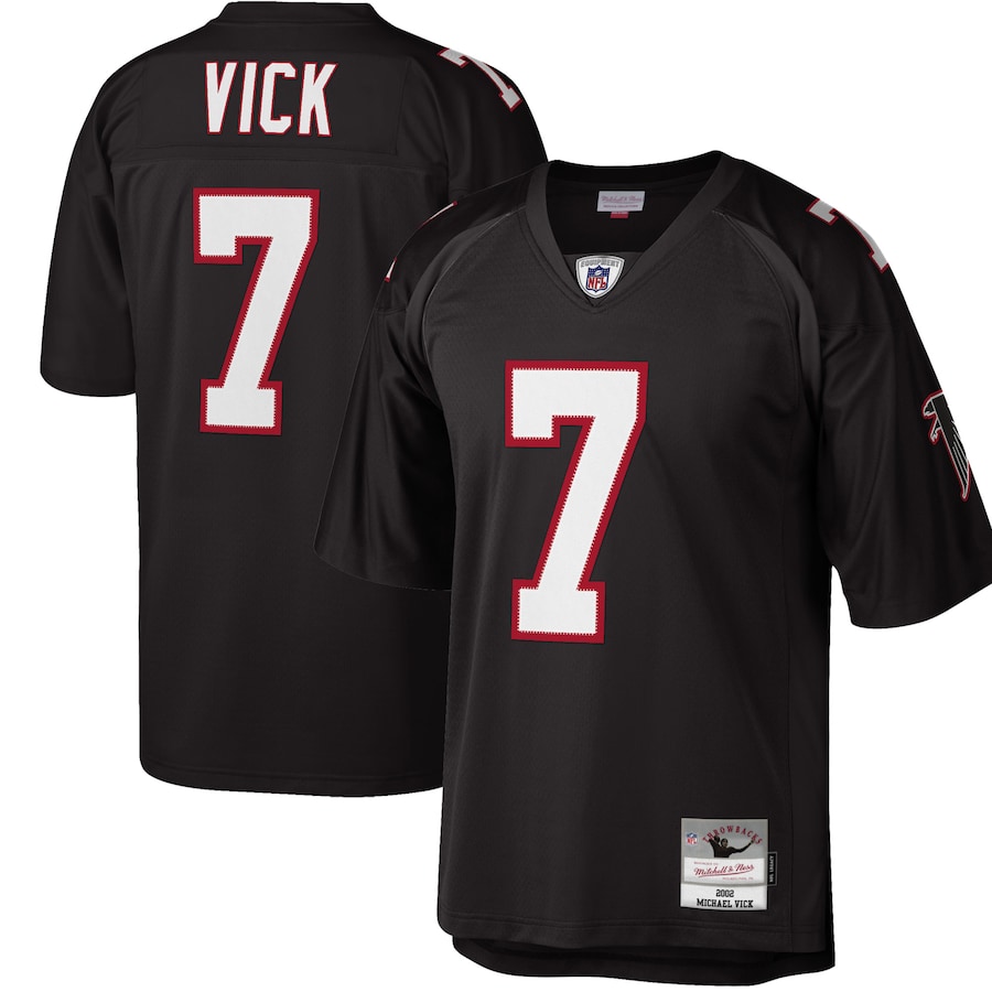 Mens Atlanta Falcons Michael Vick Black Big & Tall 2002 Retired Player Replica Jersey