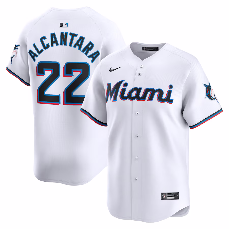 Youth Miami Marlins Sandy Alcantara Nike White Home Limited Player Jersey