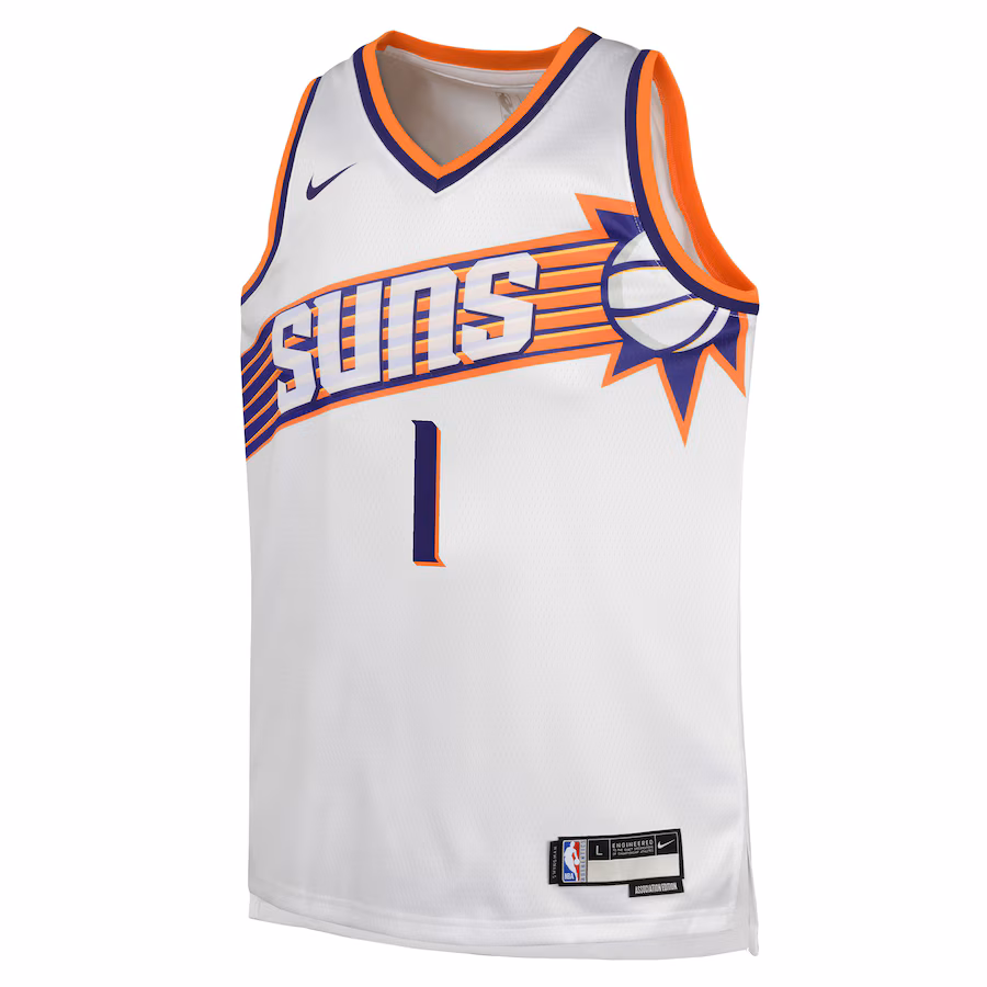 Youth Phoenix Suns Devin Booker Nike White Swingman Jersey - Association Edition