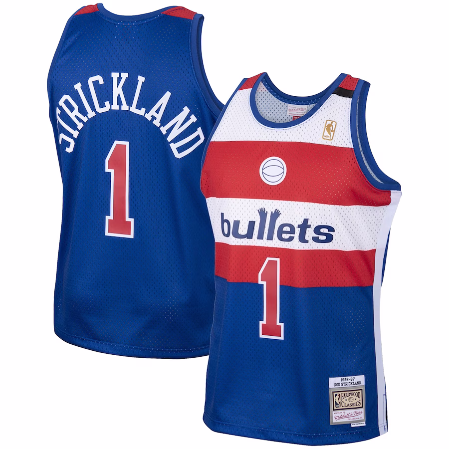 Men's Washington Bullets Rod Strickland Mitchell & Ness Royal 2001/02 Hardwood Classics Swingman Jersey
