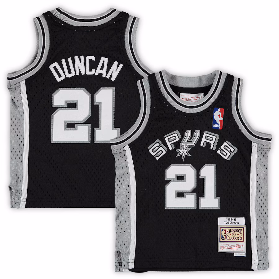 Infant San Antonio Spurs Tim Duncan Mitchell & Ness Black Retired Player Jersey