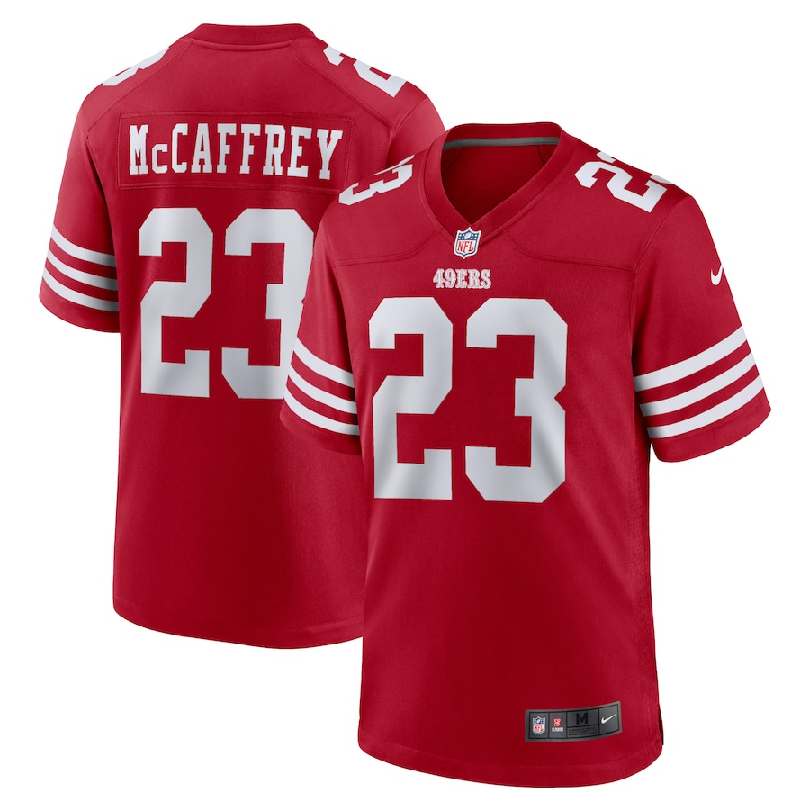 Mens San Francisco 49ers Christian McCaffrey Scarlet Game Player Jersey