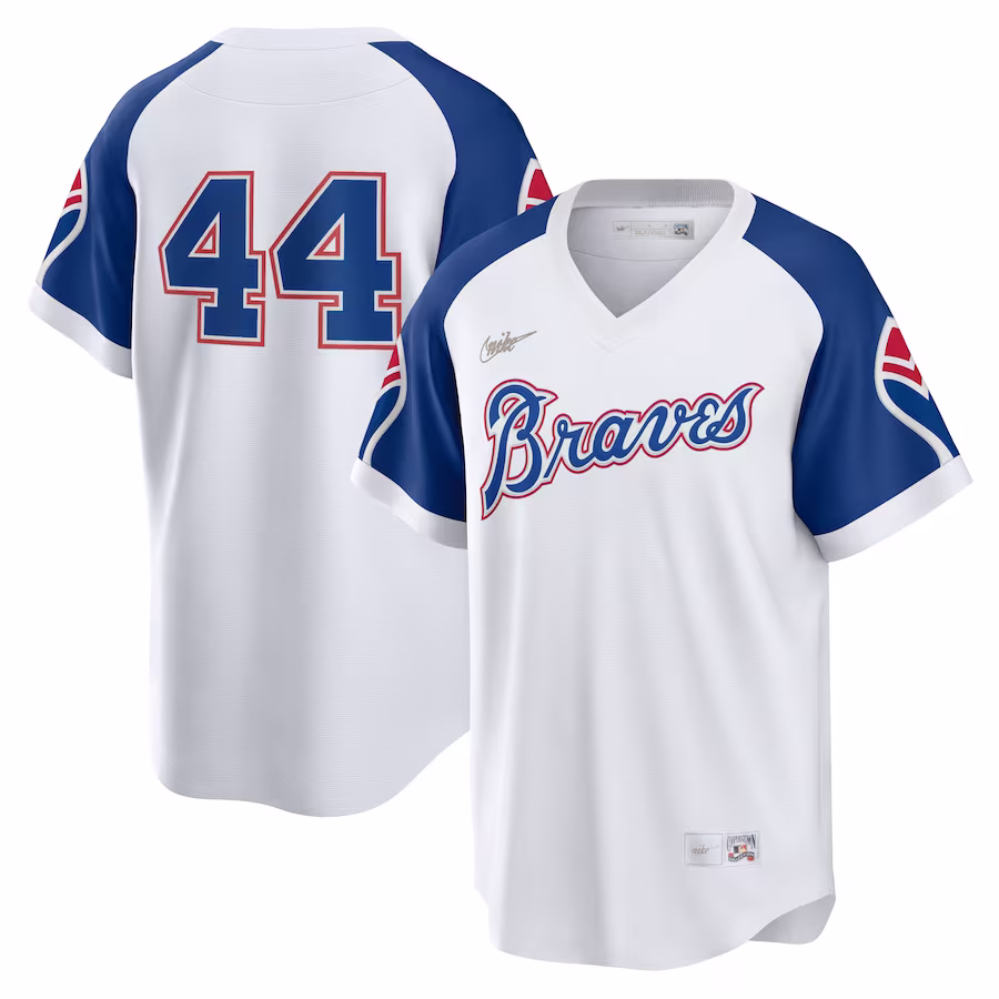Youth Atlanta Braves Hank Aaron Nike White Home Cooperstown Collection Player Jersey