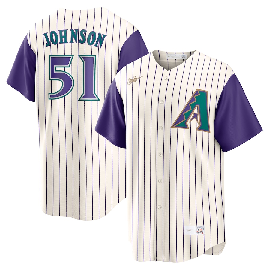 Men's Arizona Diamondbacks Randy Johnson Cream/Purple Alternate Cooperstown Collection Player Jersey