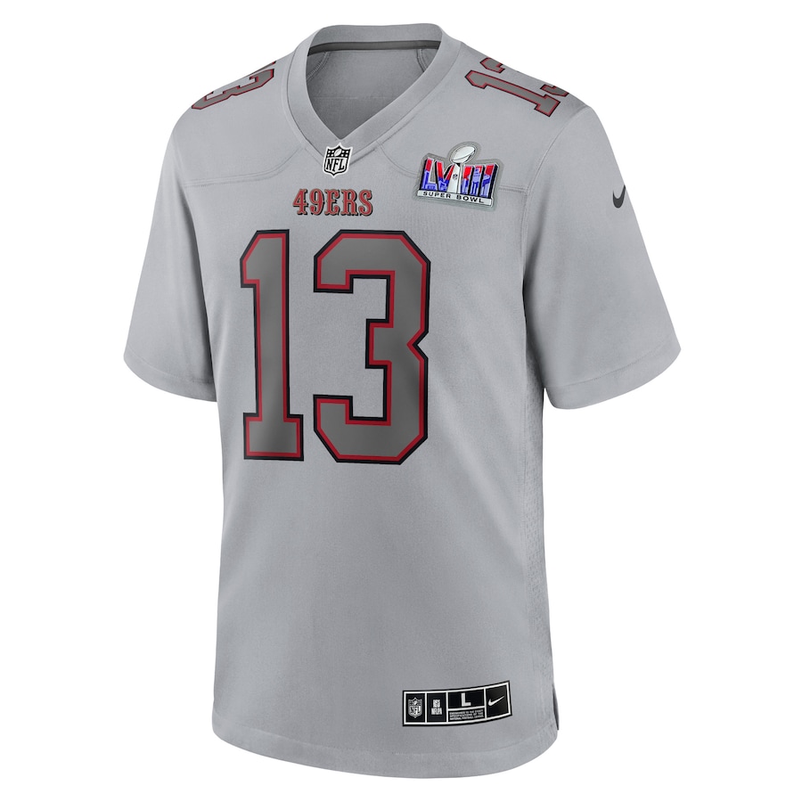 Mens San Francisco 49ers Brock Purdy Gray Super Bowl LVIII Atmosphere Fashion Game Jersey