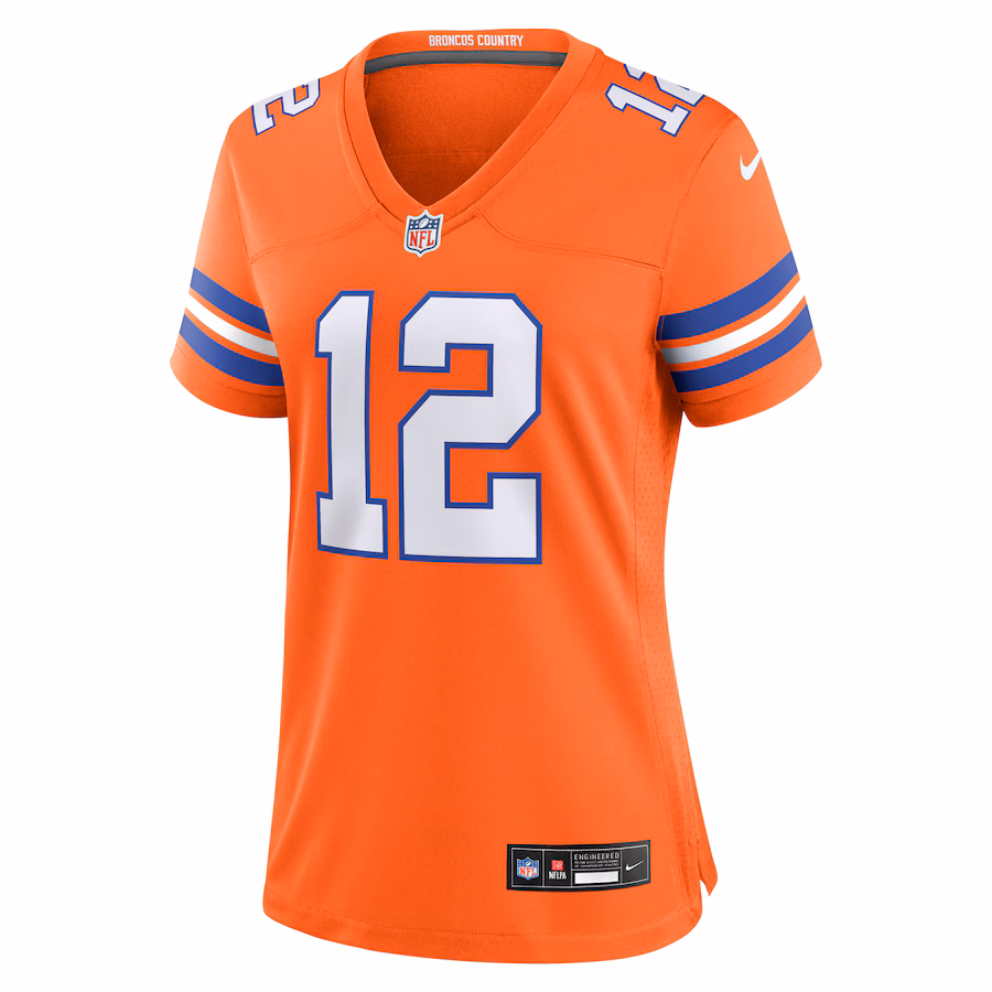 Women's Denver Broncos Tim Patrick Orange Mile High Collection 1977 Throwback Player Game Jersey