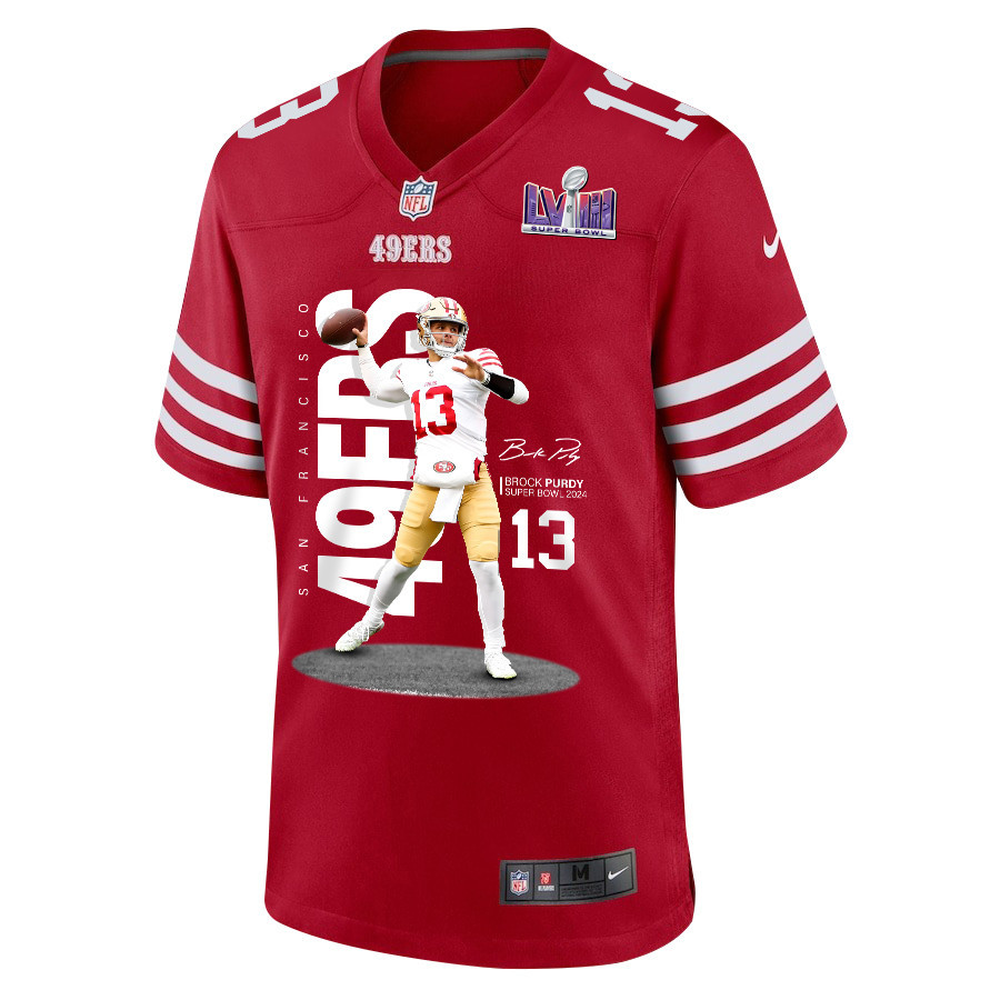 Brock Purdy 13 San Francisco 49ers Throwing Ball Signed Game Men Jersey - Scarlet