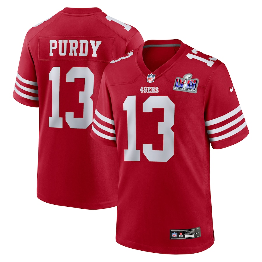 Mens San Francisco 49ers Brock Purdy Scarlet Super Bowl LVIII Game Jersey