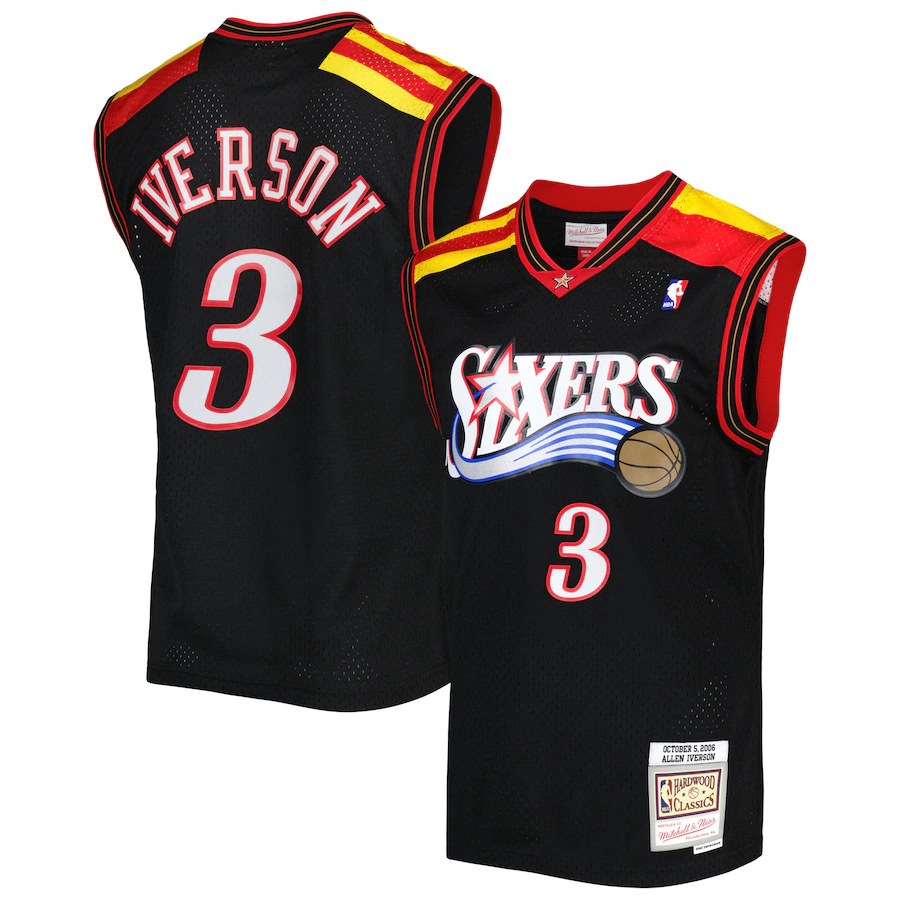 Men's Philadelphia 76ers Allen Iverson Mitchell & Ness Black Hardwood Classics 2006/07 Swingman Jersey
