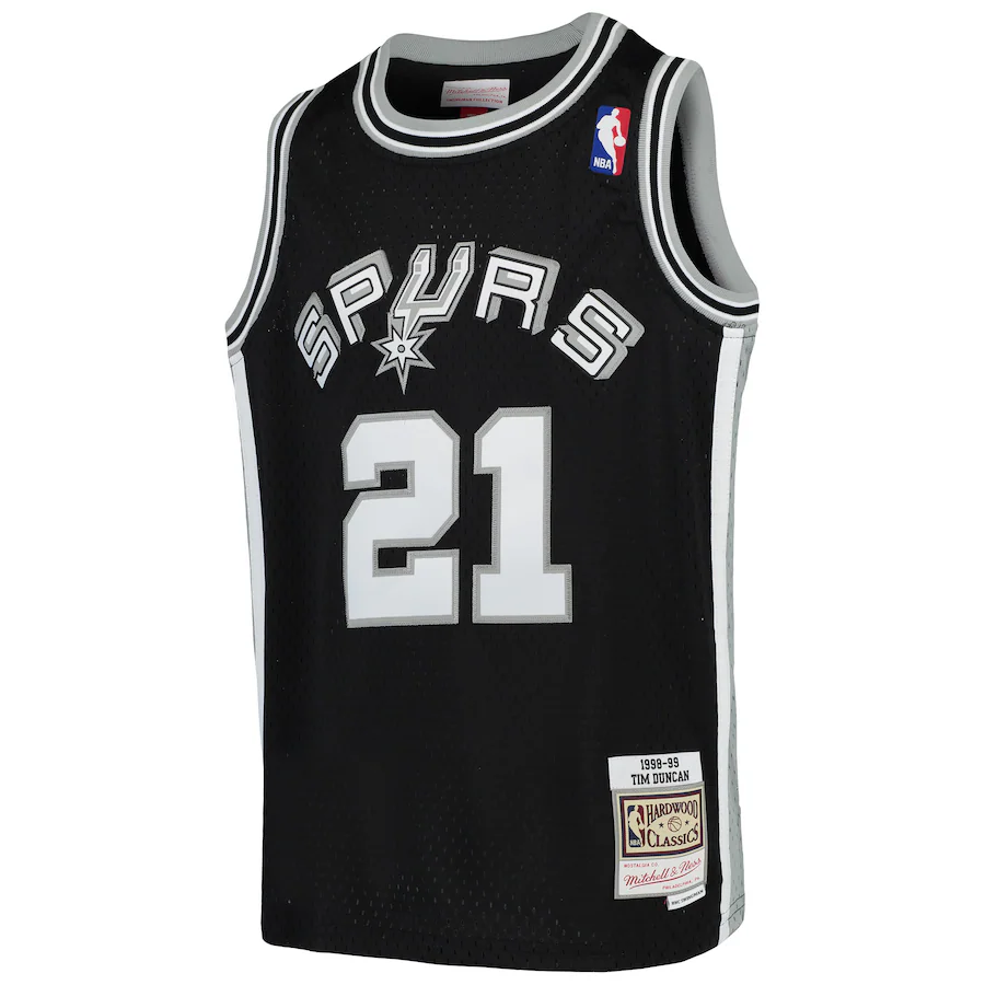 Youth San Antonio Spurs Tim Duncan Mitchell & Ness Black Swingman Throwback Jersey