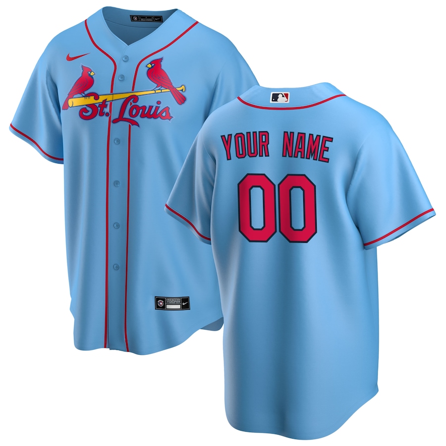 Youth St. Louis Cardinals Nike Light Blue Alternate Replica Custom Jersey