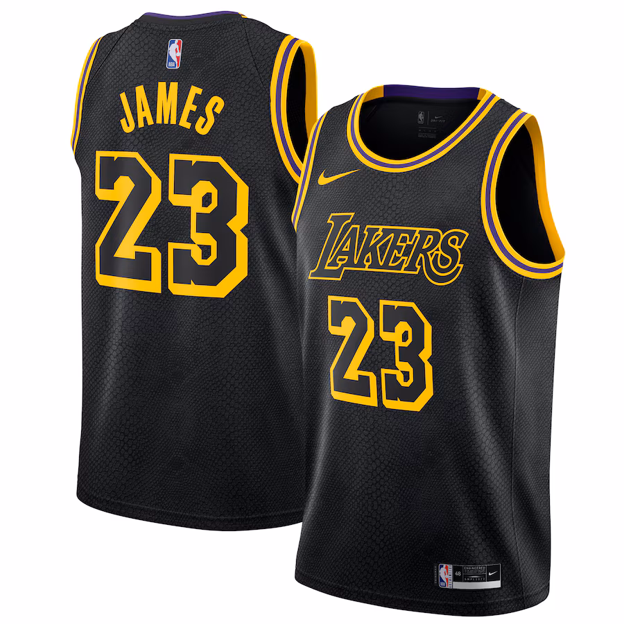 Men's Los Angeles Lakers LeBron James Nike Black City Edition Swingman Jersey