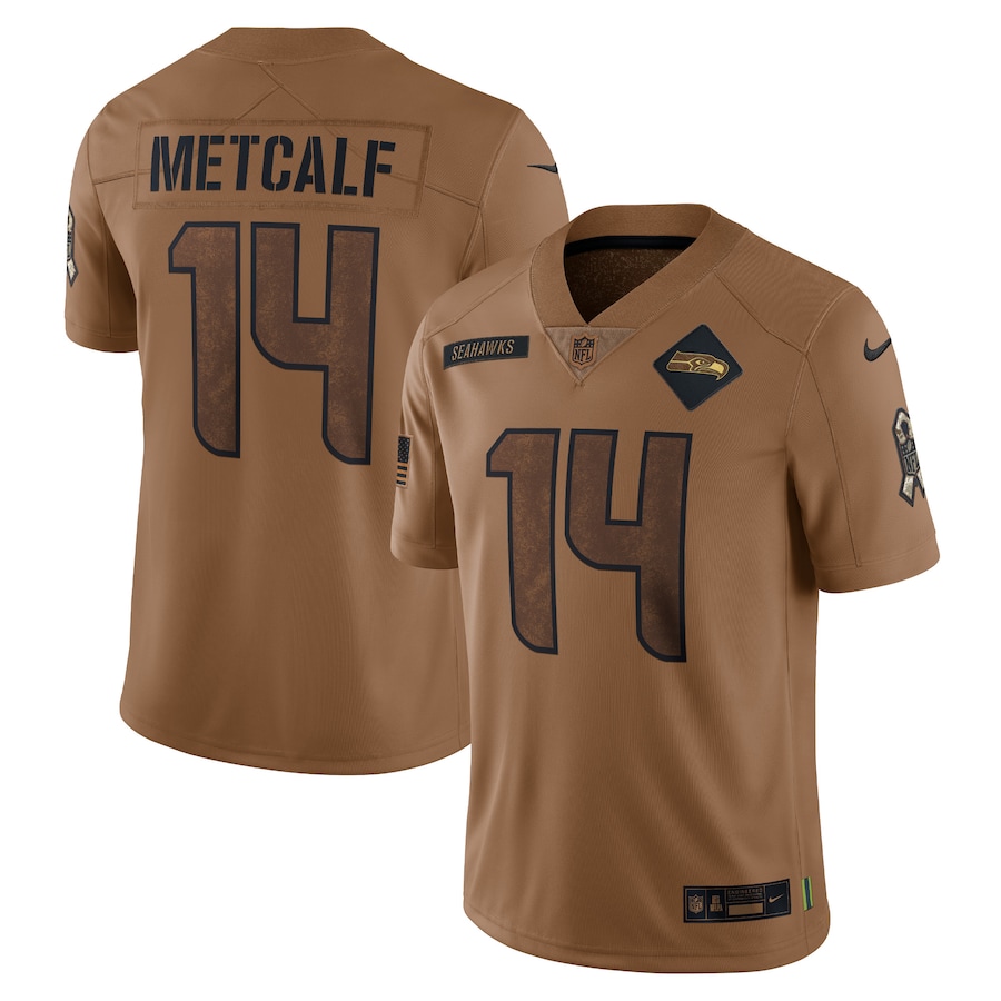 Mens Seattle Seahawks DK Metcalf Brown 2023 Salute To Service Limited Jersey