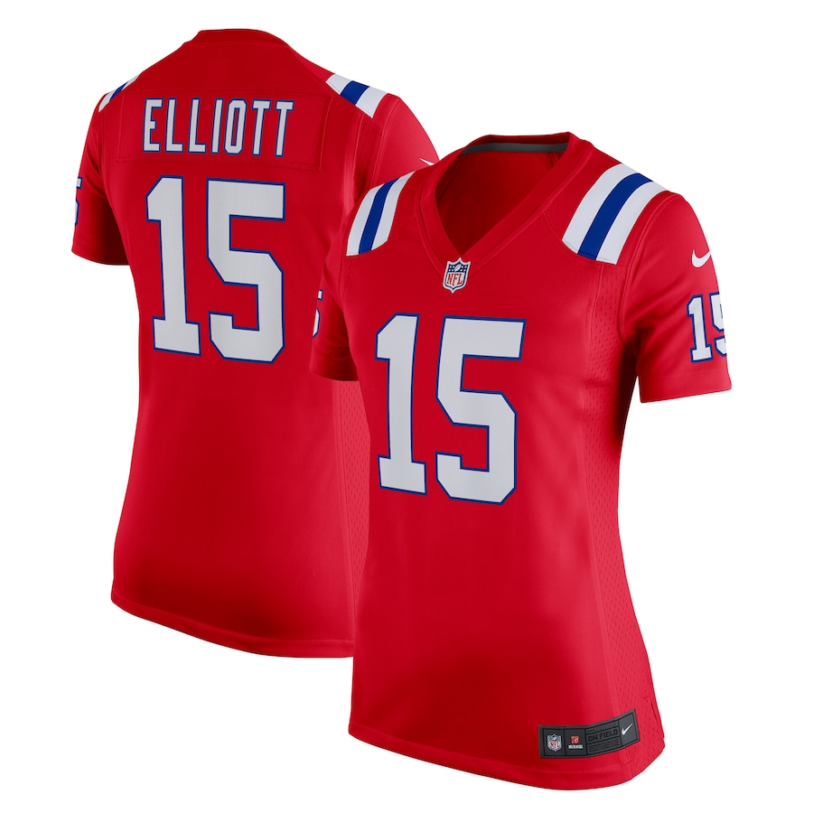 Womens New England Patriots Ezekiel Elliott Red Alternate Game Player Jersey