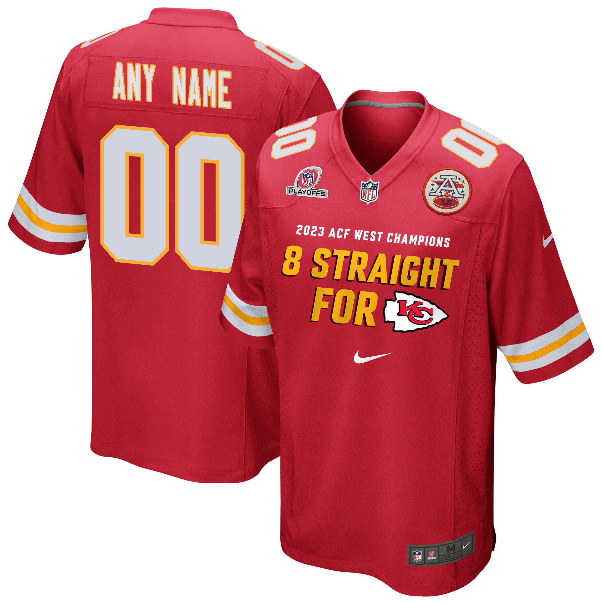 Kansas City Chiefs Eight-Time AFC West Division Champions 8 Straight For KC Game Men Custom Jersey - Red
