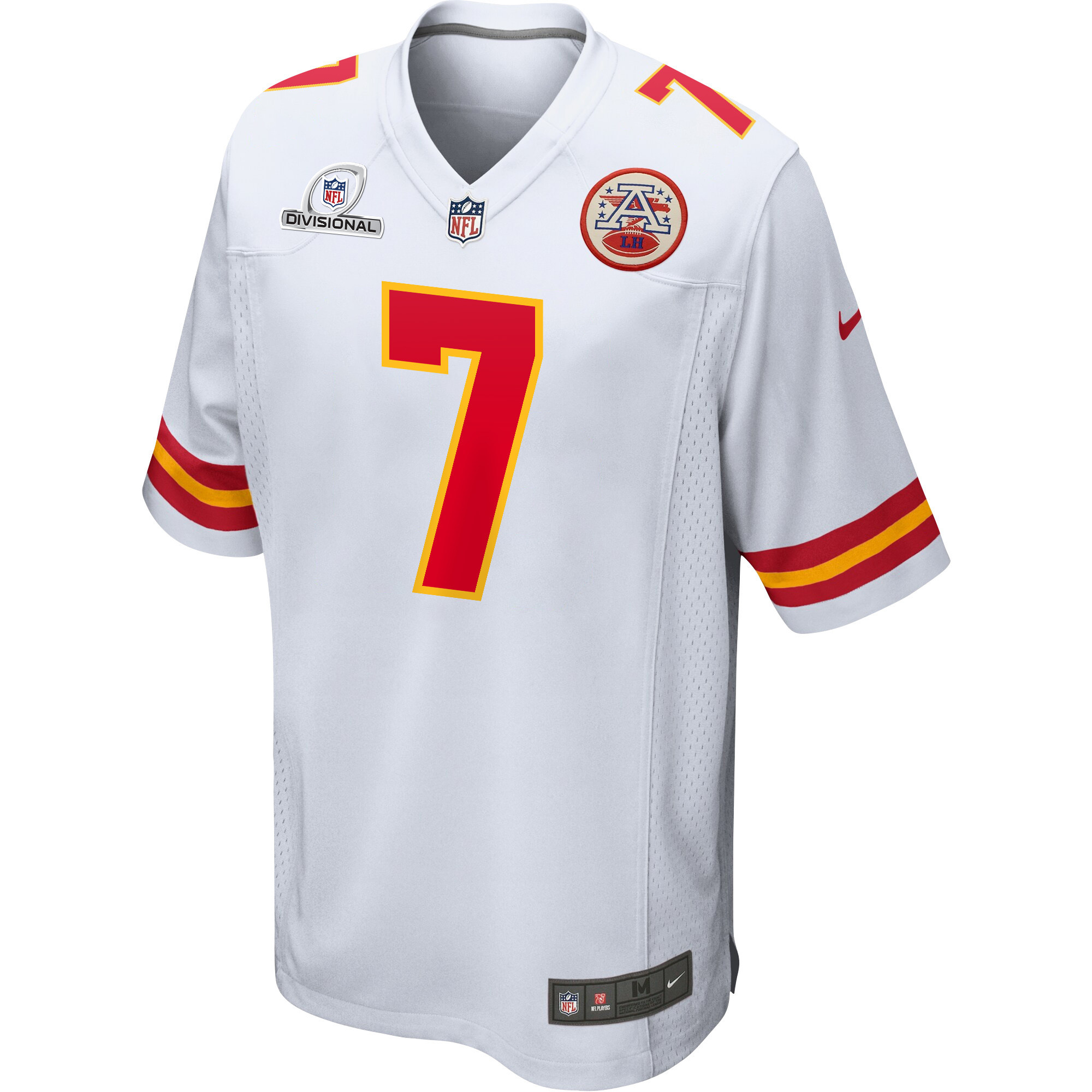 Harrison Butker 7 Kansas City Chiefs 2024 Divisional Patch Game Men Jersey - White