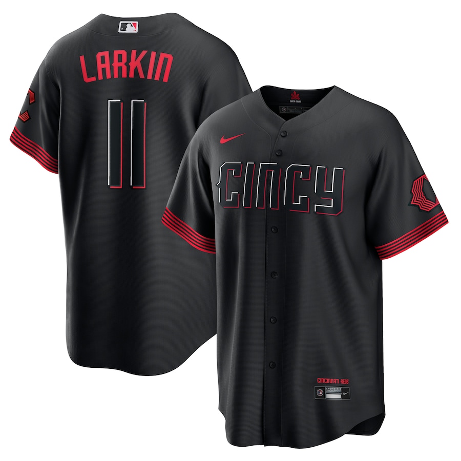 Men's Cincinnati Reds Barry Larkin Black City Connect Replica Player Jersey