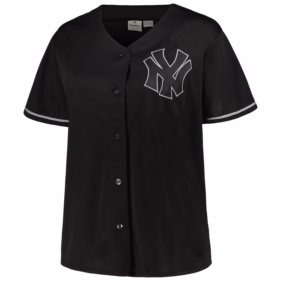 Youth New York Yankees Black/Navy Plus Size Pop Fashion Button-Up Jersey