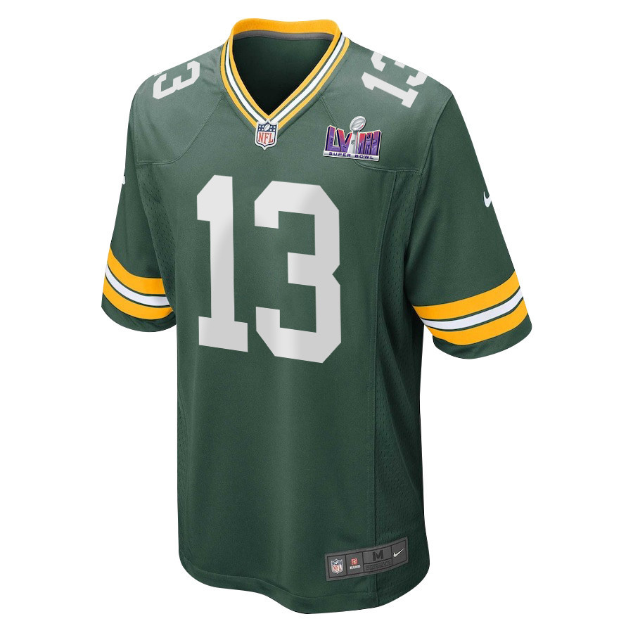 Dontayvion Wicks 13 Signed Green Bay Packers Super Bowl LVIII Game Men Jersey - Green
